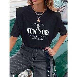 Letter Round Neck Half Sleeve T-Shirt